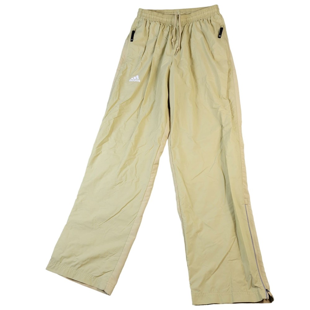 Adidas Track Soccer Pants Womens Size M Lightweight Drawstring Zip Ankles Gold